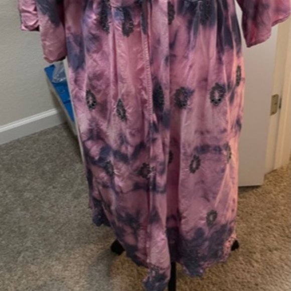 ICE TIE DYE KIMONO SHAWL CARDIGAN BATHING SUIT COVER UP - Picture 2 of 5